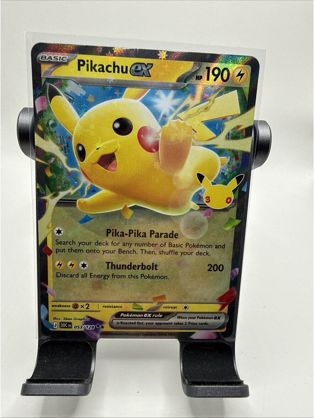 Pikachu ex 053/128 30th Anniversary Pokemon Holo